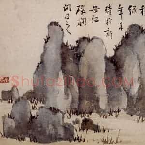 清代 高凤翰《石》国画花鸟作品图片赏析