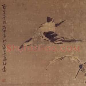 清代 高凤翰《指画芦雁图》国画花鸟作品图片赏析