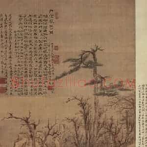 清代 高凤翰《草堂艺菊图》国画山水作品图片赏析