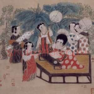 1992年 唐勇力《品茗图》国画人物作品图片赏析