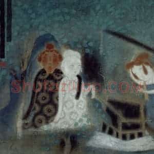 1990年 唐勇力《汲水图》国画人物作品图片赏析
