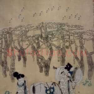 1991年 唐勇力《翠木云间岛》国画人物作品图片赏析