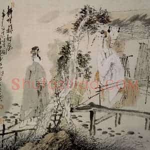 1998年 唐勇力《静听山林打叶声》国画综合作品图片赏析
