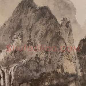 1940年代 傅抱石《松间听泉》国画山水作品图片赏析