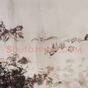 1965年 傅抱石《毛泽东浪淘沙北戴河诗意》国画山水作品图片赏析
