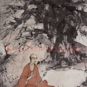 20世纪40年代初 傅抱石《仿桥本观雪访隐图》国画人物作品图片赏析