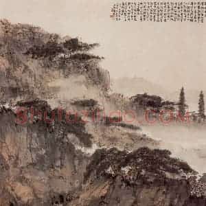 1942年 傅抱石《敬亭秋》国画山水作品图片赏析