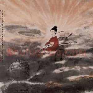 1954年 傅抱石《九歌图册.云中君》国画人物作品图片赏析