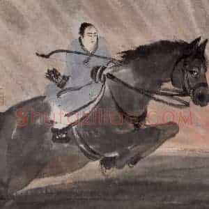 1954年 傅抱石《九歌图册.东君》国画人物作品图片赏析