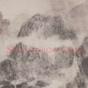 1944年 傅抱石《万竿烟雨》国画山水作品图片赏析