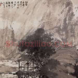 1945年 傅抱石《听泉图》国画山水作品图片赏析