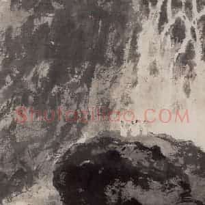 1951年代初 傅抱石《观瀑图》国画山水作品图片赏析