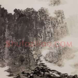 1960年代初 傅抱石《华岳松云图》国画山水作品图片赏析