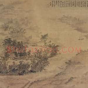 明代 项圣谟《放鹤洲图轴》国画作品图片赏析