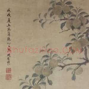 明代 项圣谟《花果图轴》国画花鸟作品图片赏析