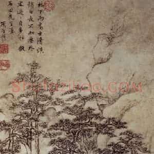 明代 项圣谟《山水图轴》国画山水作品图片赏析
