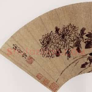 明代 项圣谟《竹菊图扇》国画花鸟作品图片赏析