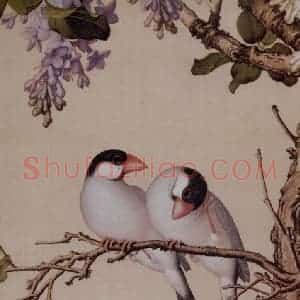 清代 朗世宁《仙萼长春图——紫白丁香》国画花鸟作品图片赏析