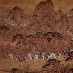 清代 朗世宁《哨鹿图》国画作品图片赏析