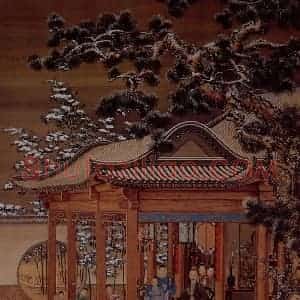 清代 朗世宁《弘历雪景行乐图》国画人物作品图片赏析