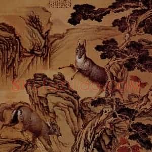 清代 朗世宁《青羊图》国画作品图片赏析