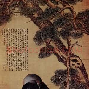 清代 朗世宁《松鸟图》国画花鸟作品图片赏析