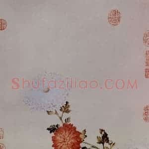 清代 朗世宁《洋菊图》国画花鸟作品图片赏析