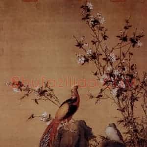 清代 朗世宁《锦春图》国画花鸟作品图片赏析
