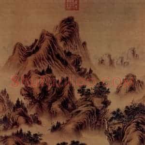 清代 朗世宁《山水图》国画花鸟作品图片赏析