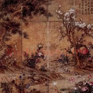 清代 朗世宁《四季花卉》国画花鸟作品图片赏析