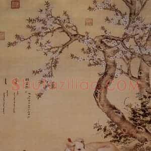 清代 朗世宁《十骏犬——睒星狼》国画作品图片赏析