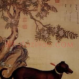 清代 朗世宁《十骏犬——雪爪卢》国画作品图片赏析