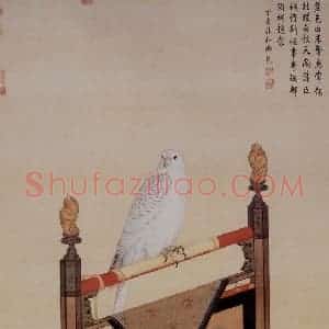 清代 朗世宁《白鹰图》国画花鸟作品图片赏析