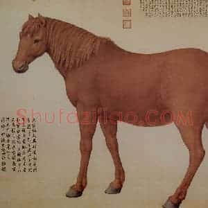 清代 朗世宁《十骏图——大宛骝》国画作品图片赏析