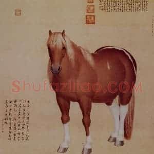 清代 朗世宁《十骏图——雪点雕》国画作品图片赏析