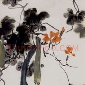 张肇铭《丝瓜小鸡》国画花鸟写意作品图片赏析