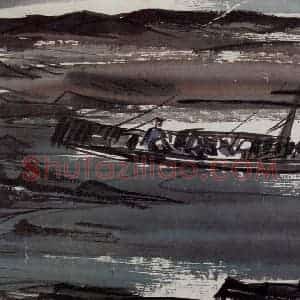 林风眠《渔家》国画山水作品图片赏析