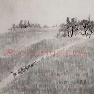 1955年 赵望云《渭滨春雨》国画山水作品图片赏析