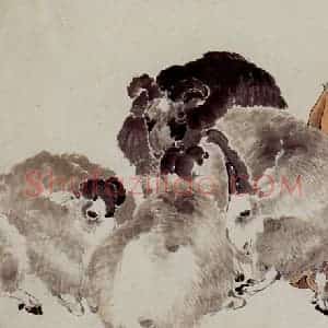 1874年 任颐《苏武牧羊图》国画人物作品图片赏析