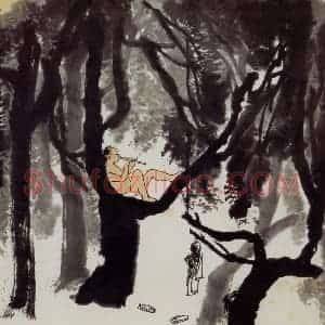 1965年 李可染《暮韵图》国画综合作品图片赏析