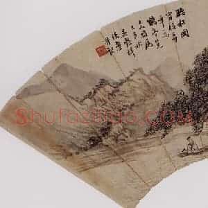 1899年 吴谷祥《听松图》国画山水作品图片赏析
