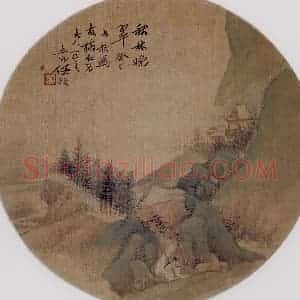 1893年 任预《山水》国画山水作品图片赏析
