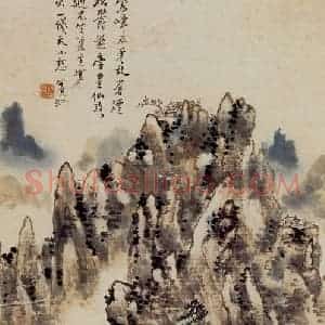 黄宾虹《黄山一线天》国画山水作品图片赏析