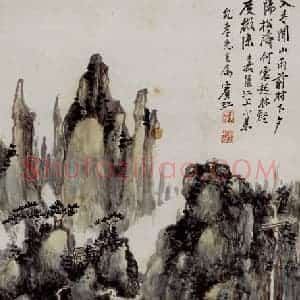 黄宾虹《嘉陵江上》国画山水作品图片赏析