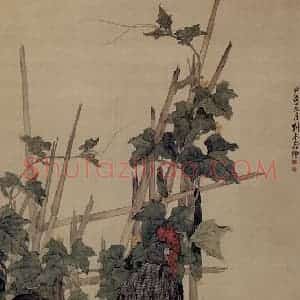 1934年 刘奎龄《双鸡》国画花鸟工笔作品图片赏析