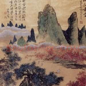 1961年 胡佩衡《漓江秋云》国画山水作品图片赏析