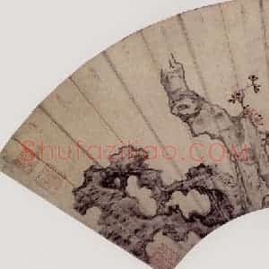 明代 陈洪绶《梅花》国画花鸟作品图片赏析