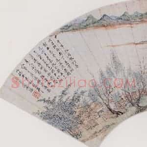 清代 王鉴《花溪渔隐图》国画花鸟作品图片赏析
