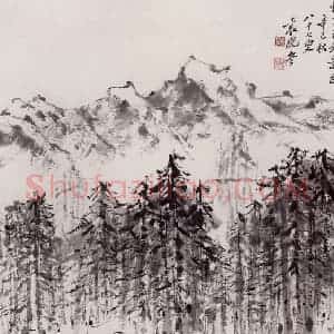 2001年 袁晓岑《玉龙景色》国画综合写意作品图片赏析