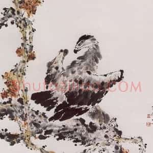 2002年 袁晓岑《雄视》国画花鸟写意作品图片赏析